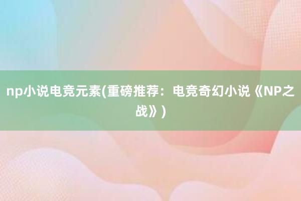 np小说电竞元素(重磅推荐：电竞奇幻小说《NP之战》)