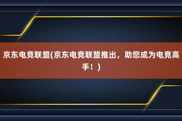 京东电竞联盟(京东电竞联盟推出，助您成为电竞高手！)