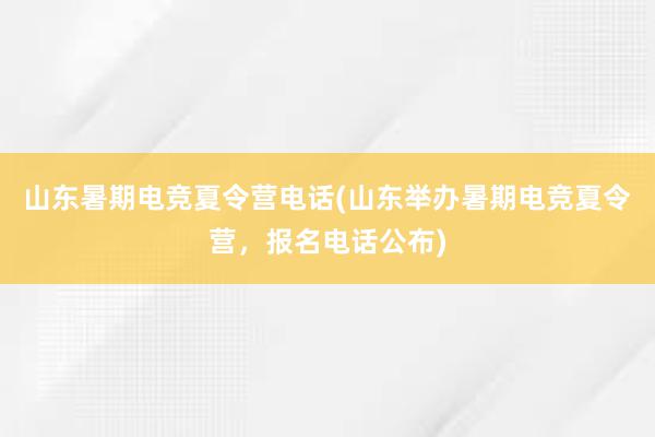 山东暑期电竞夏令营电话(山东举办暑期电竞夏令营，报名电话公布)