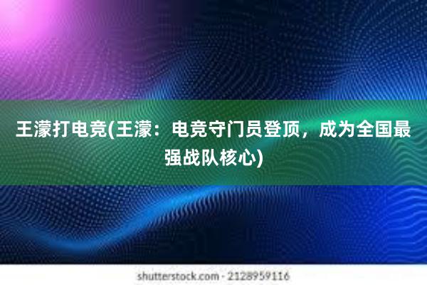 王濛打电竞(王濛：电竞守门员登顶，成为全国最强战队核心)