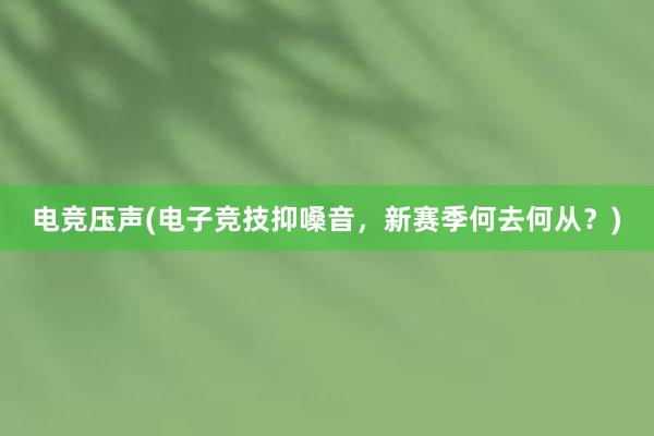 电竞压声(电子竞技抑嗓音，新赛季何去何从？)