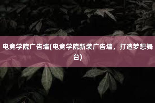 电竞学院广告墙(电竞学院新装广告墙，打造梦想舞台)