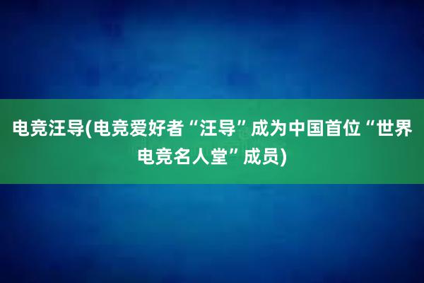 电竞汪导(电竞爱好者“汪导”成为中国首位“世界电竞名人堂”成员)