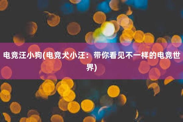 电竞汪小狗(电竞犬小汪：带你看见不一样的电竞世界)