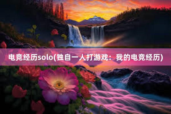 电竞经历solo(独自一人打游戏：我的电竞经历)