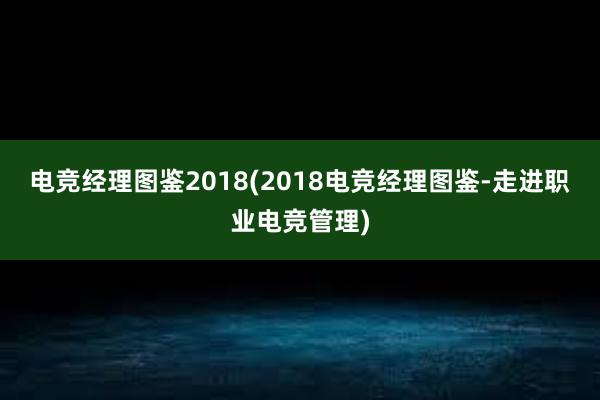 电竞经理图鉴2018(2018电竞经理图鉴-走进职业电竞管理)