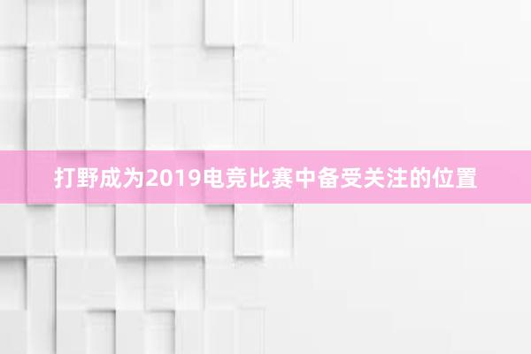 打野成为2019电竞比赛中备受关注的位置