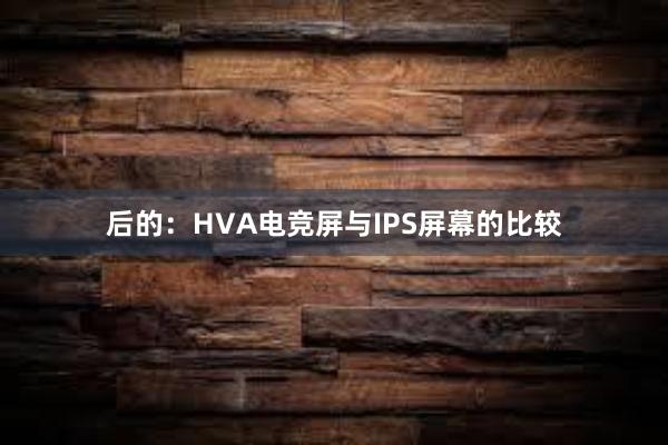 后的：HVA电竞屏与IPS屏幕的比较