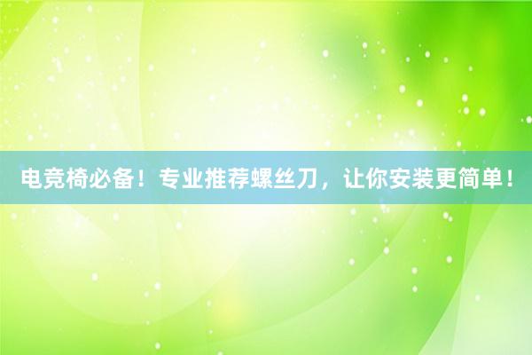 电竞椅必备！专业推荐螺丝刀，让你安装更简单！